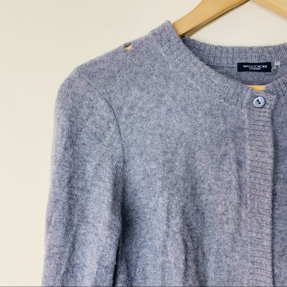 Magaschoni Cashmere Cardigan Sweater Grey size S *flawed* - Picture 3 of 12